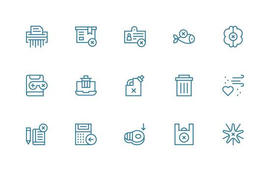 Delete Icon Collection with 15 Regular Line Designs Layout Icon Collection vector