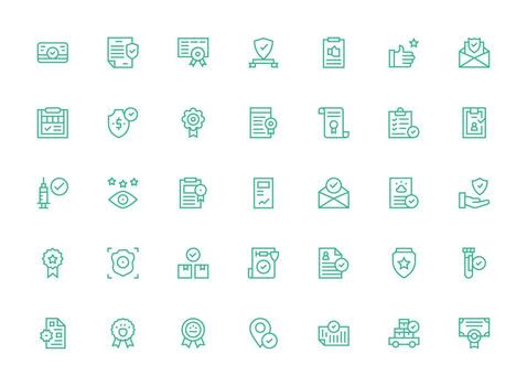 35 Regular Clean Line Icons for Verified Graphics Complete Icon Bundle for Web Design vector