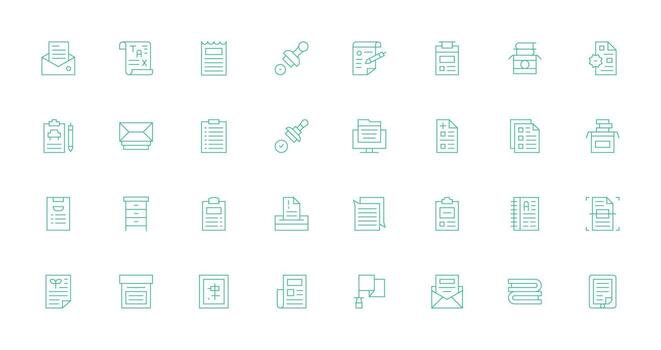 32 Icons for Paperwork in Thin Line Format Flexible Icon System for Web Interfaces vector