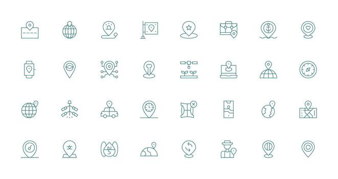 Thin Line Style Gps Icons with 32 Vectors Interface Icon Collection for Daily Projects