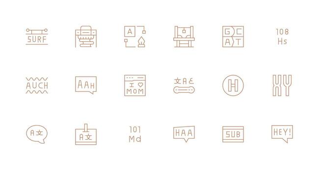 Minimal Line Icons from Typography Set with 18 Vectors Smart Icon Collection