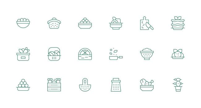 18 Icons for Vegetables in Minimal Line Format Modern Icon Set vector