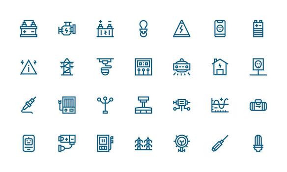 Electrical Icon Set with 28 Bold Line Graphics Icons Built for Visual Consistency Pack vector
