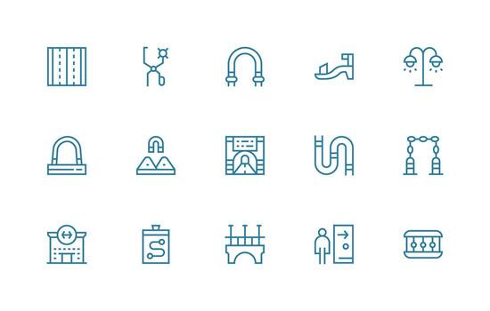 ruta diseño íconos presentando 15 en regular línea estilo ui icono conjunto vector