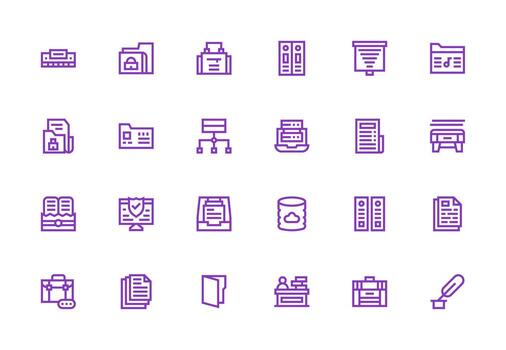 Files Design Icons featuring 24 in Thick Line Line Style Complete Icon Bundle for Web Design vector