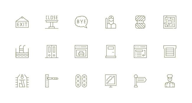 18 íconos para salida en mínimo línea formato simplificado icono paquete para visual herramientas vector