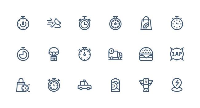 fuerte carrera línea estilo rápido íconos con 18 vectores sencillo íconos para interfaz y wireframes