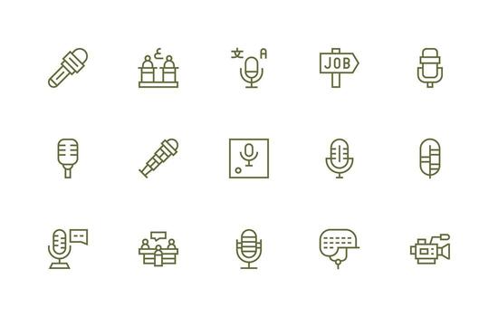 entrevista visual paquete conteniendo 15 regular línea íconos web y aplicación icono paquete colección vector