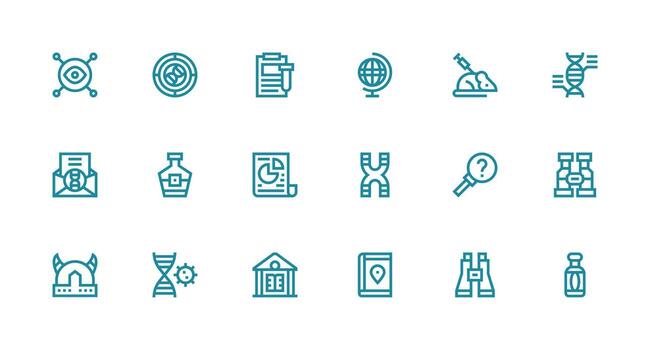 fuerte carrera línea íconos desde investigación conjunto con 18 vectores todas dispositivo compatible icono conjunto