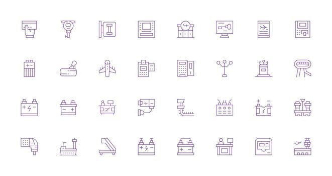 32 Delgado línea vectores para terminal tema icono conjunto para aplicaciones