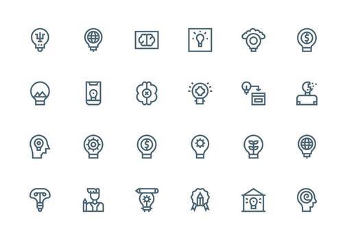grueso línea línea íconos desde idea conjunto con 24 vectores sencillo íconos para interfaz y wireframes