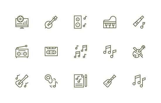 15 Regular Line Style Icons from Tune Collection Versatile Icon Collection for Designers vector