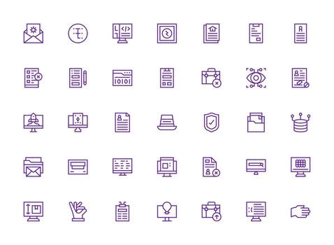 35 Regular Clean Line Icons for Application Graphics Flat Icon Set vector