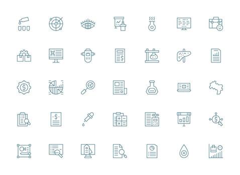 Light Line Style Analysis Icons with 35 Vectors Neat Icon Set