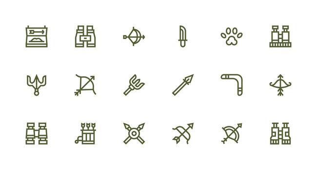 Hunting featuring 18 Icons in Strong Stroke Line Design Simple Icons for Interface and Wireframes vector