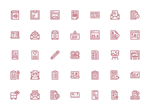 35 regular limpiar línea vectores para documento tema íconos construido para visual consistencia paquete