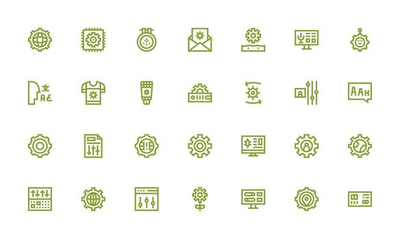 28 Icons for Settings in Bold Line Format Flat Icon Set vector