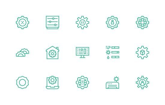 15 Regular Line Style Icons from Configuration Collection Compact Icon Set vector