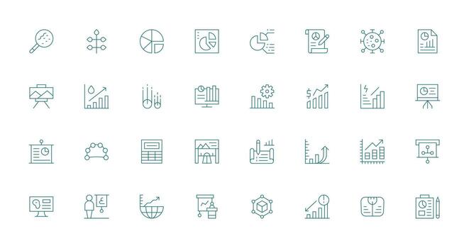 32 Thin Line Designs for Graph Icons Clean Set for Layout Prototypes vector