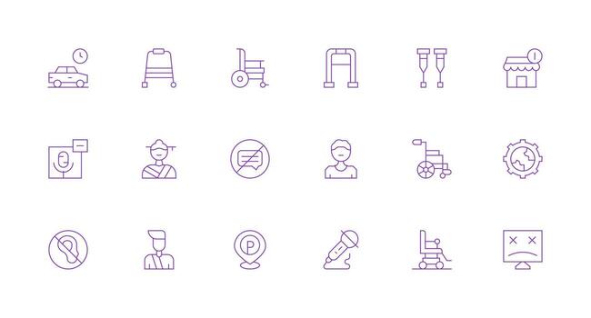 18 Icons for Disabled in Minimal Line Format Web Icon Collection vector