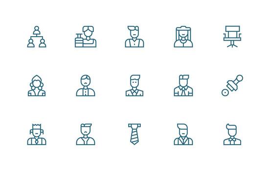 Executive including 15 Regular Line Illustrations Sharp Icons for Presentations vector