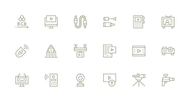 18 Icons for in Minimal Line Format Quick Access Icons for UI Development vector