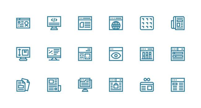 Web Page Icon Collection with 18 Strong Stroke Line Designs Flexible Icon System for Web Interfaces vector