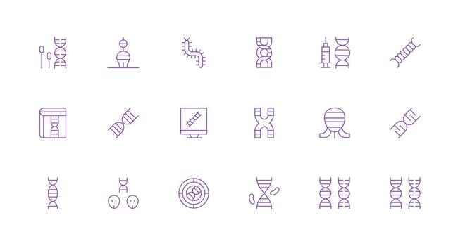 Chromosome Icon Collection with 18 Minimal Line Designs Web Icon Collection vector