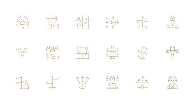 18 Icons for Guidance in Minimal Line Format Web and App Icon Pack Collection vector
