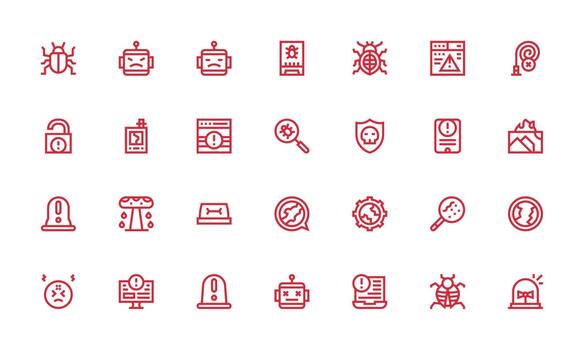 28 íconos para mal funcionamiento en negrita línea formato compacto icono conjunto vector
