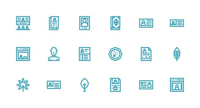18 Bio Icons in Strong Stroke Line Aesthetic Fully Editable Icon Set for Web vector