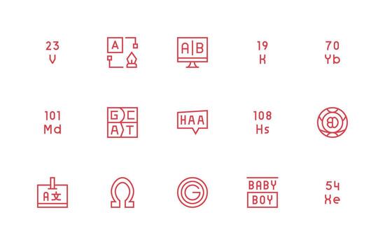 Font Design Icons featuring 15 in Regular Line Style Icon Pack for Various Themes vector