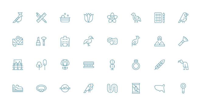 32 Thin Line Vectors for Contour Theme Core Icon Collection for Daily Tasks
