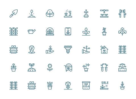 Regular Clean Line Style Sprout Icons with 35 Vectors User Interface Icons for Digital Products