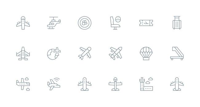 18 Minimal Line Icons for Airplane Graphics Scalable Icon Pack vector