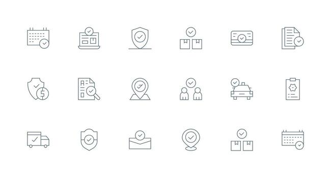 Confirmed featuring 18 Icons in Minimal Line Design Fully Editable Icon Set for Web vector