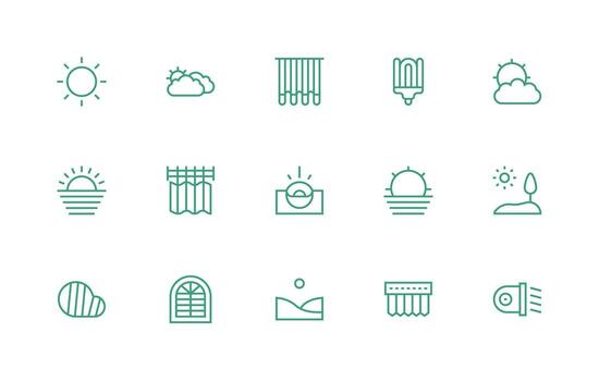 Regular Line Icons from Daylight Set with 15 Vectors Smart Icon Collection