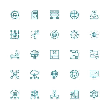 Connectivity Icon Set with 25 Medium Stroke Outline Graphics Clean Icon Collection for Web Use vector