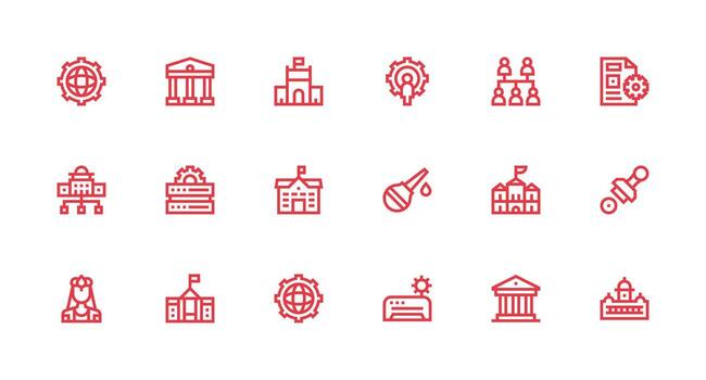 administración presentando 18 íconos en fuerte carrera línea diseño rápido acceso íconos para ui desarrollo vector