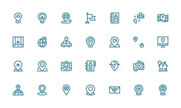 28 habla a íconos en negrita línea estético íconos construido para visual consistencia paquete vector