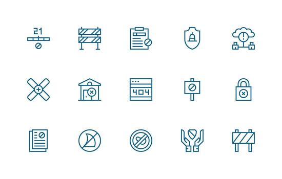 Regular Line Icons from Access Denied Set with 15 Vectors Light Icon Series
