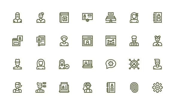 28 Bold Line Icons for User Graphics Editable Icon Collection vector