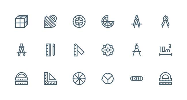 Geometry featuring 18 Icons in Strong Stroke Line Design Interface Icon Collection vector