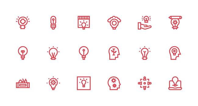 18 Strong Stroke Line Icons for Brainstorming Graphics Icons Built for Visual Consistency Pack vector