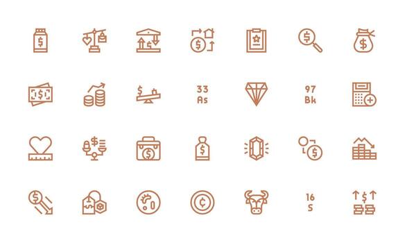 28 íconos para valor en negrita línea formato ui icono conjunto vector