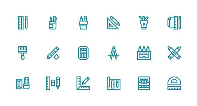 18 Strong Stroke Line Style Icons from Drawing Tools Collection Complete Icon Bundle for Web Design vector