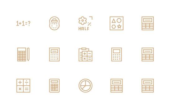 15 regular línea diseños para matemáticas íconos núcleo icono colección para diario Tareas vector