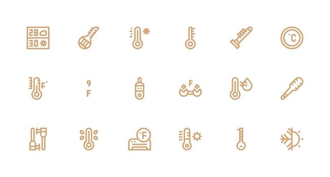fuerte carrera línea íconos desde Fahrenheit conjunto con 18 vectores compacto icono conjunto
