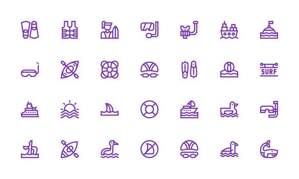 Ocean Icon Collection with 28 Bold Line Designs Simple Icons for Interface and Wireframes vector