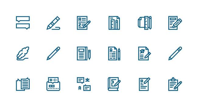 18 Strong Stroke Line Style Icons from Annotation Collection Interface Icon Collection vector